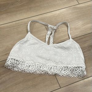 EUC White Stretch Lounge Bralette Sports Bra Girls Size 34 L Large Wonder Nation